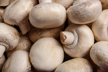 Fresh raw mushrooms, closeup