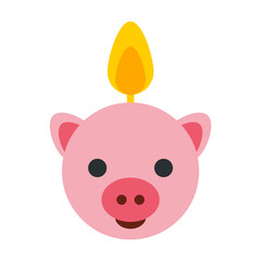Pig candle flat icon on isolated white transparent background.	