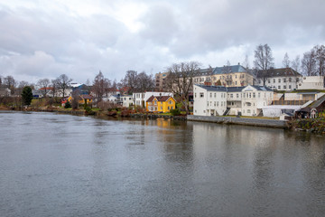 Trondheim town by the river Nidelven, Norway