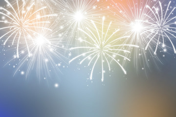 Abstract fireworks on colors background. Celebration wallpaper.