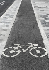 Bike lane symbol on ground