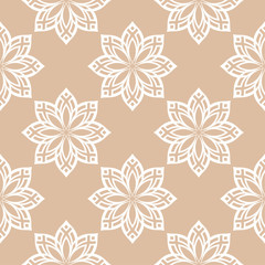 Beige and white floral seamless pattern