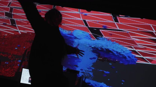 Art digital performance, dance experimental. A new kind of art, generative graphics. Interactive video installation. High technologies.