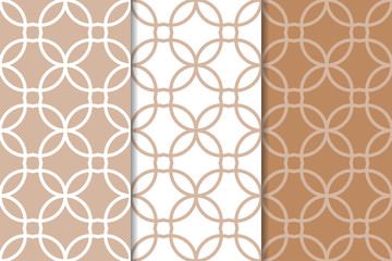 Verduisterende gordijnen Brown and white geometric set of seamless patterns