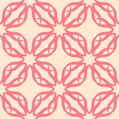 Red floral seamless design on beige background