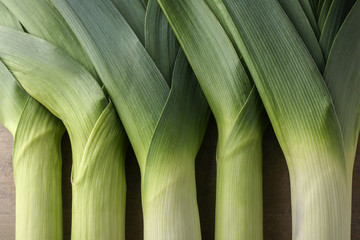 Raw leek background, closeup