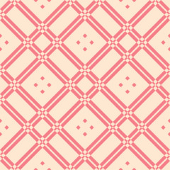 Red and beige geometric ornament. Seamless pattern