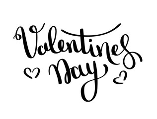 Valentines day vector card. Happy Valentines Day lettering on a white background. Vector Illustrations