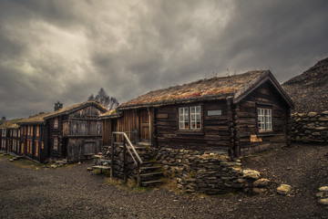 Old part of Roros. Norwegian mining town from UNESCO list.
