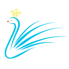 Gorgeous blue swan in the crown, abstract pattern