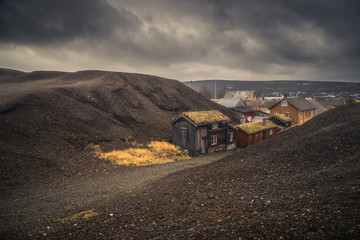 Old part of Roros. Norwegian mining town from UNESCO list.