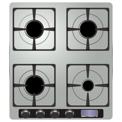 Gas cooktop. Vector 3d illustration isolated on white background