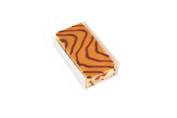 Sponge Cake with fruit cream filling isolated on white background