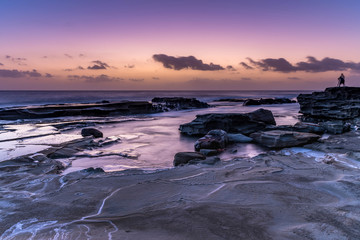Hazy Sunrise Seascape from Rock Platform
