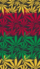  Hemp Cannabis Leaf colorful seamless vector pattern