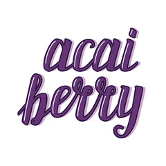 Cute acai berry calligraphic lettering