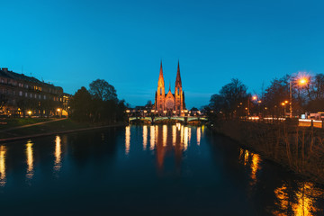 Saint-Paul Church Strasbourg in the evening