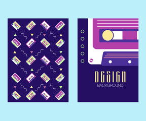 Vector beta tape and cassette box old graphic in 80s style. Awesome super video hits. VHS effect. 80's and 90's style. Retro vintage cover