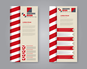 Vector flyer and leaflet design. Set of two side brochure templates. Vertical banners. Red color.