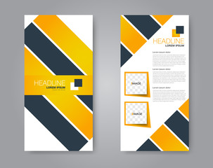 Vector flyer and leaflet design. Set of two side brochure templates for business or ediucation. Vertical banners. Orange color.