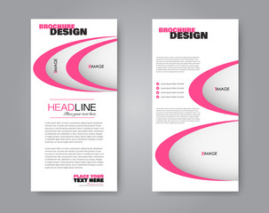 Narrow flyer and leaflet design. Set of two side brochure templates. Vertical banners. Pink colors. Vector illustration mockup.