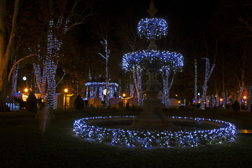 Advent in Zagreb - Zrinjevac park decorated by Christmas lights at the time of Advent