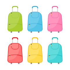 Set of six multicolored wheeled travel bag