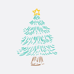 christmas tree doodle vector