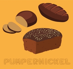 Bread Kind Pumpernickel Vector Illustration