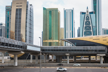 Futuristic skyline in Dubai, United Arab Emirates