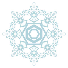 Beautiful blue snowflake isolated on white background.