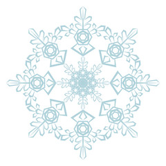 Beautiful blue snowflake isolated on white background.