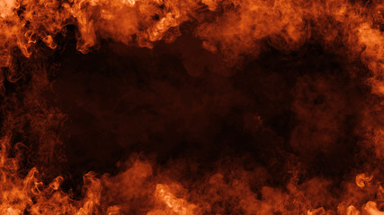 abstract flames frame on isolated a black background