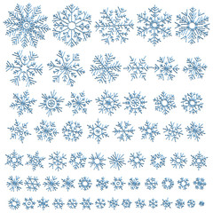 Snowflakes set. Cross stitch. Scheme of knitting and embroidery.