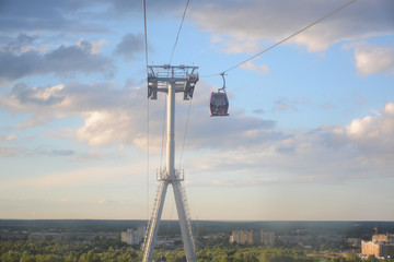 NIZHNY NOVGOROD, RUSSIA - JULY 4, 2018: Nizhny Novgorod Cableway across the Volga River