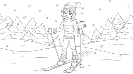 Young girl skiing.
