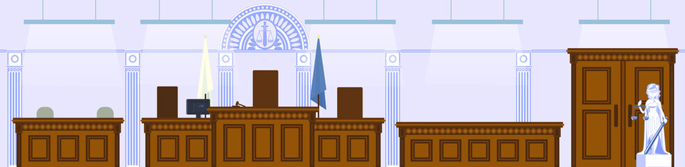 Interior of courtroom, concept illustration 