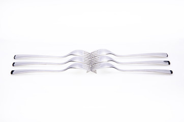 Forks on white background