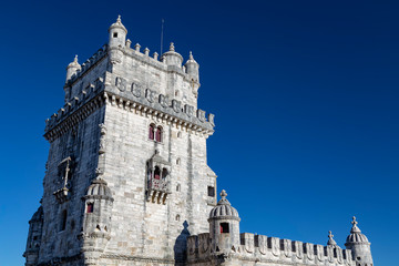 Fototapeta na wymiar Details of the architectural flourishes of Belem Tower.