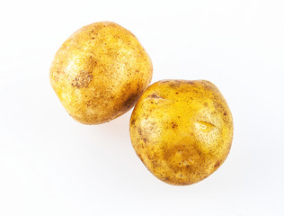 Potatoes with peel isolated on white background, fresh potatoes