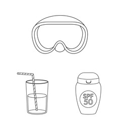 Vector illustration of equipment and swimming logo. Set of equipment and activity vector icon for stock.