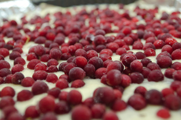  frozen lingonberries in a pie dough