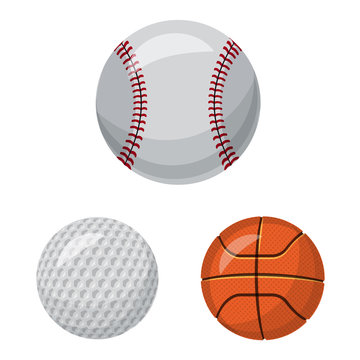 Vector illustration of sport and ball sign. Set of sport and athletic stock symbol for web.