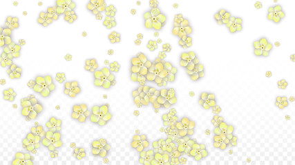Blue Vector Realistic Blue Petals Falling on Transparent Background.  Spring Romantic Flowers Illustration. Flying Petals. Sakura Spa Design. Blossom Confetti. Design Elements for Wedding Decoration.