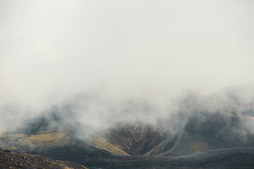 Fog on the volcano Etna