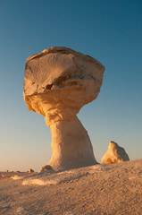 Chicken & Mushroom Rock Formations, White Desert, Egypt - 237365973