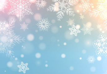 Fototapeta na wymiar Christmas background with snowflakes, blue winter vector background