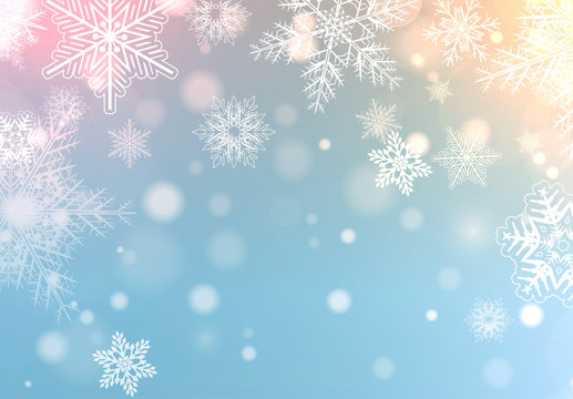 Christmas background with snowflakes, blue winter vector  background