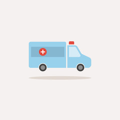 Ambulance color icon with shadow on a white background