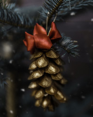 christmas decoration with pine cones